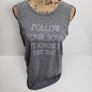 Follow Your Soul It Knows The Way Gray Sleeveless Tank Top Women's Size L